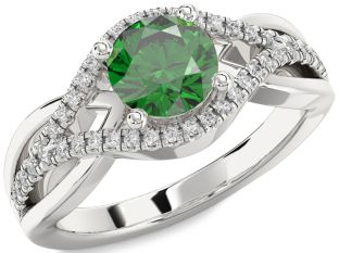 Diamond Emerald Platinum Evil Eye Ring