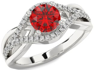 Diamond Ruby Platinum Evil Eye Ring