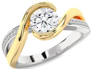 Diamond White Yellow Gold Round Solitaire Engagement Ring