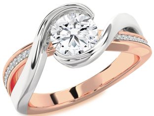 Diamond Platinum & Rose Gold Round Solitaire Engagement Ring