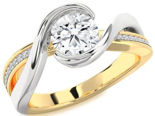 Diamond White Yellow Gold Round Solitaire Engagement Ring