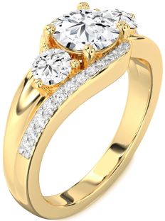 Diamond Gold Round Three Stone Engagement Ring