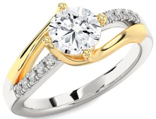 Diamond White Yellow Gold Round Solitaire Engagement Ring