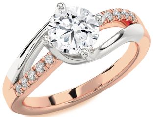 Diamond White Rose Gold Round Solitaire Engagement Ring