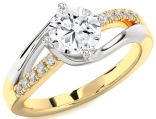 Diamond White Yellow Gold Round Solitaire Engagement Ring