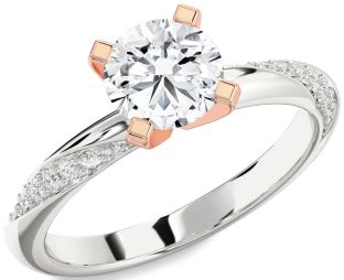 Diamond White Rose Gold Round Solitaire Engagement Ring