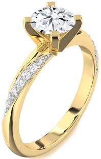 Diamond Gold Round Solitaire Engagement Ring