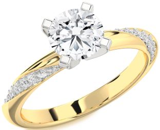 Diamond White Yellow Gold Round Solitaire Engagement Ring