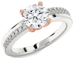 Diamond White Rose Gold Round Solitaire Engagement Ring