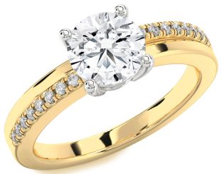 Diamond White Yellow Gold Round Solitaire Engagement Ring