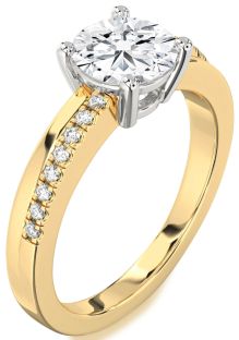 Diamond White Yellow Gold Round Solitaire Engagement Ring