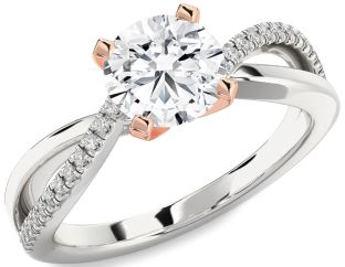 Diamond White Rose Gold Round Solitaire Engagement Ring