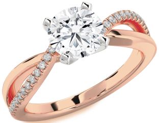 Diamond White Rose Gold Round Solitaire Engagement Ring