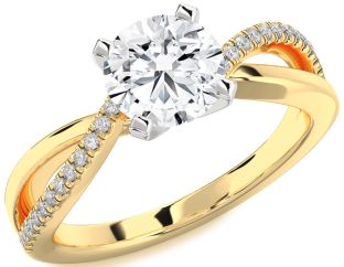 Diamond White Yellow Gold Round Solitaire Engagement Ring