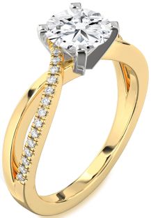 Diamond White Yellow Gold Round Solitaire Engagement Ring