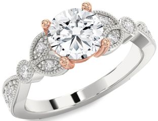 Diamond White Rose Gold Round Solitaire Engagement Ring