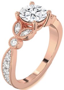 Diamond Rose Gold Round Vintage Engagement Ring