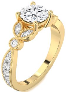 Diamond Gold Round Vintage Engagement Ring