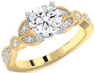 Diamond White Yellow Gold Round Solitaire Engagement Ring