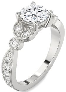 Diamond White Gold Round Vintage Engagement Ring