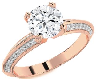 Diamond Rose Gold Round Solitaire Pave Engagement Ring