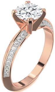 Diamond Rose Gold Round Solitaire Pave Engagement Ring