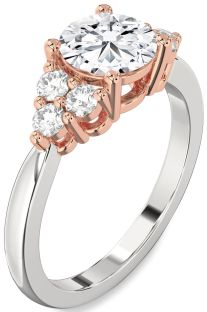 Diamond White Rose Gold Round Engagement Ring