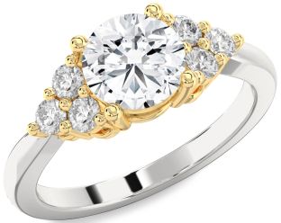 Diamond White Yellow Gold Round Solitaire Engagement Ring