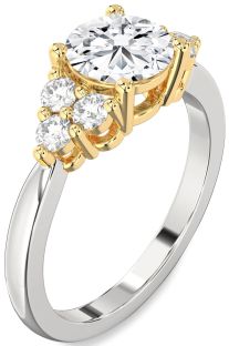 Diamond Silver & 10K gold Round Engagement Ring