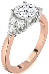 Diamond Platinum & Rose Gold Round Engagement Ring