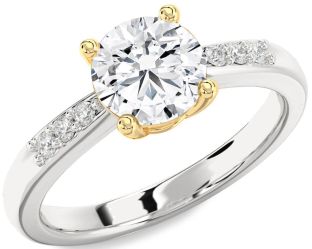 Diamond White Yellow Gold Round Solitaire Engagement Ring