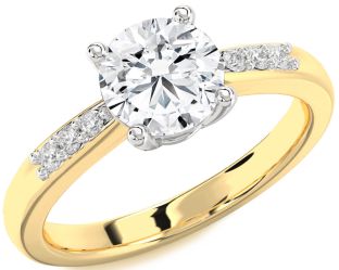 Diamond White Yellow Gold Round Solitaire Engagement Ring