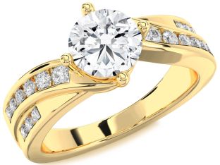 Diamond Gold Round Solitaire Engagement Ring