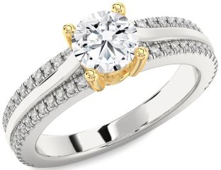 Diamond White Yellow Gold Round Solitaire Engagement Ring