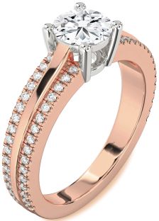 Diamond Platinum & Rose Gold Round Solitaire Engagement Ring