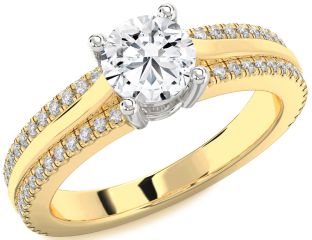 Diamond White Yellow Gold Round Solitaire Engagement Ring
