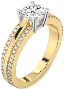 Diamond Platinum & Yellow Gold Round Solitaire Engagement Ring