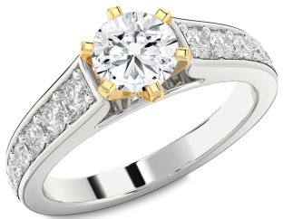 Diamond White Yellow Gold Round Solitaire Engagement Ring