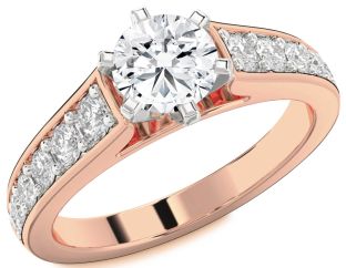 Diamond White Rose Gold Round Solitaire Engagement Ring