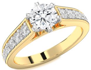 Diamond White Yellow Gold Round Solitaire Engagement Ring