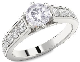 Salt & Pepper Diamond Silver Round Solitaire Engagement Ring