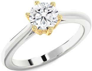 Diamond White Yellow Gold Round Solitaire Engagement Ring