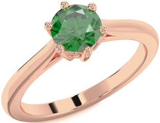 Emerald Rose Gold Round Solitaire Engagement Ring