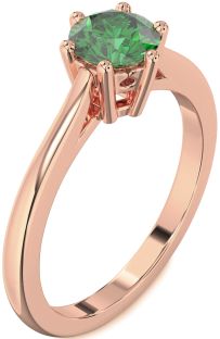 Emerald Rose Gold Round Solitaire Engagement Ring