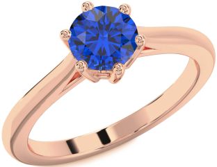 Blue Sapphire Rose Gold Round Solitaire Engagement Ring