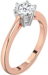 Diamond Platinum & Rose Gold Round Solitaire Engagement Ring