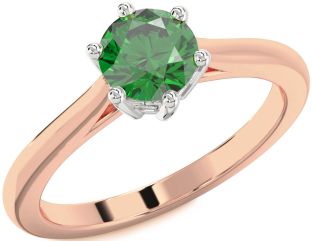 Emerald White Rose Gold Round Solitaire Engagement Ring