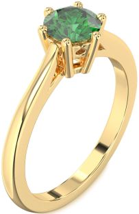 Emerald Gold Round Solitaire Engagement Ring