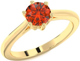 Fire Opal Gold Round Solitaire Engagement Ring
