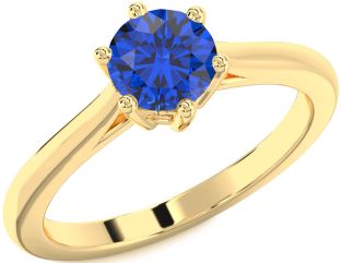 Blue Sapphire Gold Round Solitaire Engagement Ring